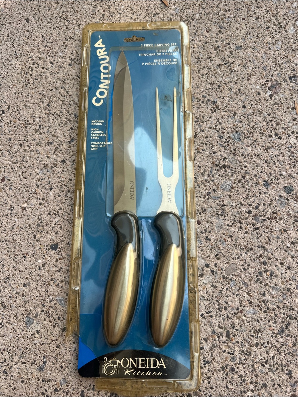 Oneida Contoura Gold and Black 2-Piece Carving Set